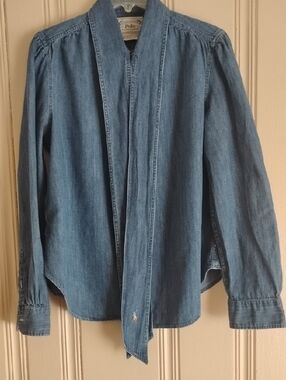 Ralph Lauren Polo Light Blue Denim Shirt with Tie Detail